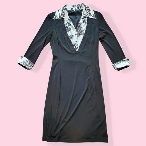 Cache collared long sleeve no wrinkle stretch jersey material dress - Picture 2 of 9